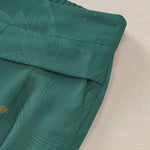 Buddha Stones Cotton Linen Gold Lotus Pattern Women's Elastic Waist Wide Leg Pants With Pockets