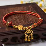 Buddha Stones Plaited Money Tree Fu Character Red String Luck Adjustable Cats Dogs Pet Collar