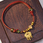 Buddha Stones Plaited Money Tree Fu Character Red String Luck Adjustable Cats Dogs Pet Collar