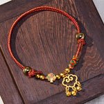 Buddha Stones Plaited Money Tree Fu Character Red String Luck Adjustable Cats Dogs Pet Collar