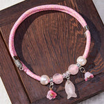 Buddha Stones Plaited String Rose Quartz Fish Relationships Adjustable Cats Dogs Pet Collar