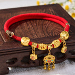Buddha Stones Red String Fu Character Peace Buckle Strength Adjustable Cats Dogs Pet Collar