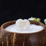 Buddha Stones "Step Into Luck and Wisdom" 777 Angel Number Heart-Shaped Enlightenment Crystal Palm Stone Decor Includes Gift Message Card