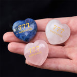 Buddha Stones "Step Into Luck and Wisdom" 777 Angel Number Heart-Shaped Enlightenment Crystal Palm Stone Decor Includes Gift Message Card