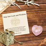 Buddha Stones "Step Into Luck and Wisdom" 777 Angel Number Heart-Shaped Enlightenment Crystal Palm Stone Decor Includes Gift Message Card