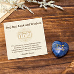 Buddha Stones "Step Into Luck and Wisdom" 777 Angel Number Heart-Shaped Enlightenment Crystal Palm Stone Decor Includes Gift Message Card