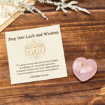 Buddha Stones "Step Into Luck and Wisdom" 777 Angel Number Heart-Shaped Enlightenment Crystal Palm Stone Decor Includes Gift Message Card