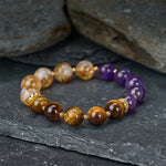 Buddha Stones Tiger Eye Amethyst Citrine Bead Courage Bracelet