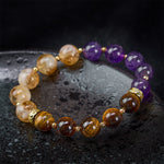 Buddha Stones Tiger Eye Amethyst Citrine Bead Courage Bracelet