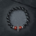 Buddha Stones Natural Silver Sheen Obsidian Red Tiger Eye Bead Success Bracelet