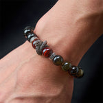 Buddha Stones Natural Silver Sheen Obsidian Red Tiger Eye Bead Success Bracelet