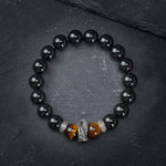 Buddha Stones Natural Silver Sheen Obsidian Red Tiger Eye Bead Success Bracelet