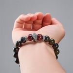 Buddha Stones Natural Silver Sheen Obsidian Red Tiger Eye Bead Success Bracelet