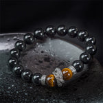 Buddha Stones Natural Silver Sheen Obsidian Red Tiger Eye Bead Success Bracelet