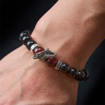 Buddha Stones Natural Silver Sheen Obsidian Red Tiger Eye Bead Success Bracelet