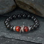Buddha Stones Natural Silver Sheen Obsidian Red Tiger Eye Bead Success Bracelet