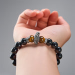 Buddha Stones Natural Silver Sheen Obsidian Red Tiger Eye Bead Success Bracelet