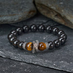 Buddha Stones Natural Silver Sheen Obsidian Red Tiger Eye Bead Success Bracelet