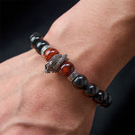 Buddha Stones Natural Silver Sheen Obsidian Red Tiger Eye Bead Success Bracelet