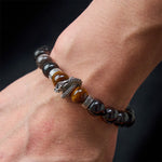 Buddha Stones Natural Silver Sheen Obsidian Red Tiger Eye Bead Success Bracelet