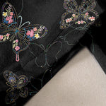 Buddha Stones Pure Cotton Vintage Floral Butterfly Pattern Women's Elastic Waist Pants With Pockets