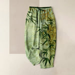 Buddha Stones Pure Cotton Ink Bamboo Pattern Women's Elastic Waist Pants With Pockets