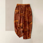 Buddha Stones Pure Cotton Oriental Cloud Pattern Women's Elastic Waist Pants With Pockets