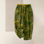 Buddha Stones Pure Cotton Oriental Cloud Pattern Women's Elastic Waist Pants With Pockets