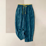 Buddha Stones Pure Cotton Delicate Pear Pattern Women's Elastic Waist Pants With Pockets