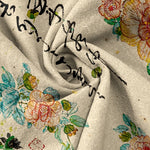 Buddha Stones Pure Cotton Vintage Floral Calligraphy Pattern Women's Elastic Waist Pants With Pockets
