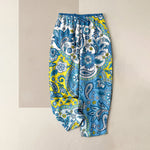 Buddha Stones Pure Cotton Bohemian Paisley Floral Pattern Women's Elastic Waist Pants With Pockets