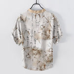 Buddha Stones Cotton Ink Bamboo Calligraphy Pattern Men's Short Sleeve Half Button Shirt