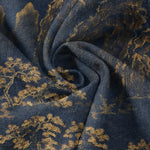 Buddha Stones Cotton Golden Mountain Pine Pattern Men's Short Sleeve Half Button Shirt