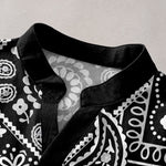 Buddha Stones Cotton Classic White Paisley Pattern Men's Short Sleeve Half Button Shirt