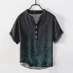 Buddha Stones Cotton Concentric Ripple Pattern Men's Short Sleeve Half Button Shirt