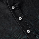 Buddha Stones Cotton Concentric Ripple Pattern Men's Short Sleeve Half Button Shirt