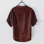 Buddha Stones Cotton Concentric Ripple Pattern Men's Short Sleeve Half Button Shirt