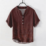 Buddha Stones Cotton Concentric Ripple Pattern Men's Short Sleeve Half Button Shirt