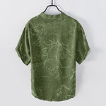 Buddha Stones Cotton Running Horse Line Pattern Men's Short Sleeve Half Button Shirt