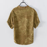 Buddha Stones Cotton Running Horse Line Pattern Men's Short Sleeve Half Button Shirt
