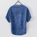 Buddha Stones Cotton Running Horse Line Pattern Men's Short Sleeve Half Button Shirt