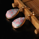 Buddha Stones Song Brocade floral Pattern Pipa-Shaped Harmony Handcrafted Teardrop Earrings