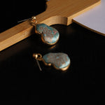 Buddha Stones Song Brocade Gourd Shaped Floral Blessing Handcrafted Drop Earrings