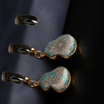 Buddha Stones Song Brocade Gourd Shaped Floral Blessing Handcrafted Drop Earrings