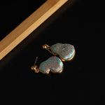 Buddha Stones Song Brocade Gourd Shaped Floral Blessing Handcrafted Drop Earrings