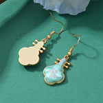 Buddha Stones Song Brocade Colorful Tone Floral Prosperity Drop Earrings