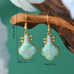 Buddha Stones Song Brocade Colorful Tone Floral Prosperity Drop Earrings