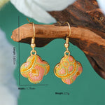 Buddha Stones Song Brocade Colorful Tone Floral Prosperity Drop Earrings