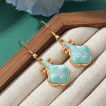 Buddha Stones Song Brocade Colorful Tone Floral Prosperity Drop Earrings