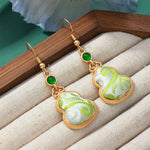 Buddha Stones Song Brocade Colorful Tone Floral Prosperity Drop Earrings